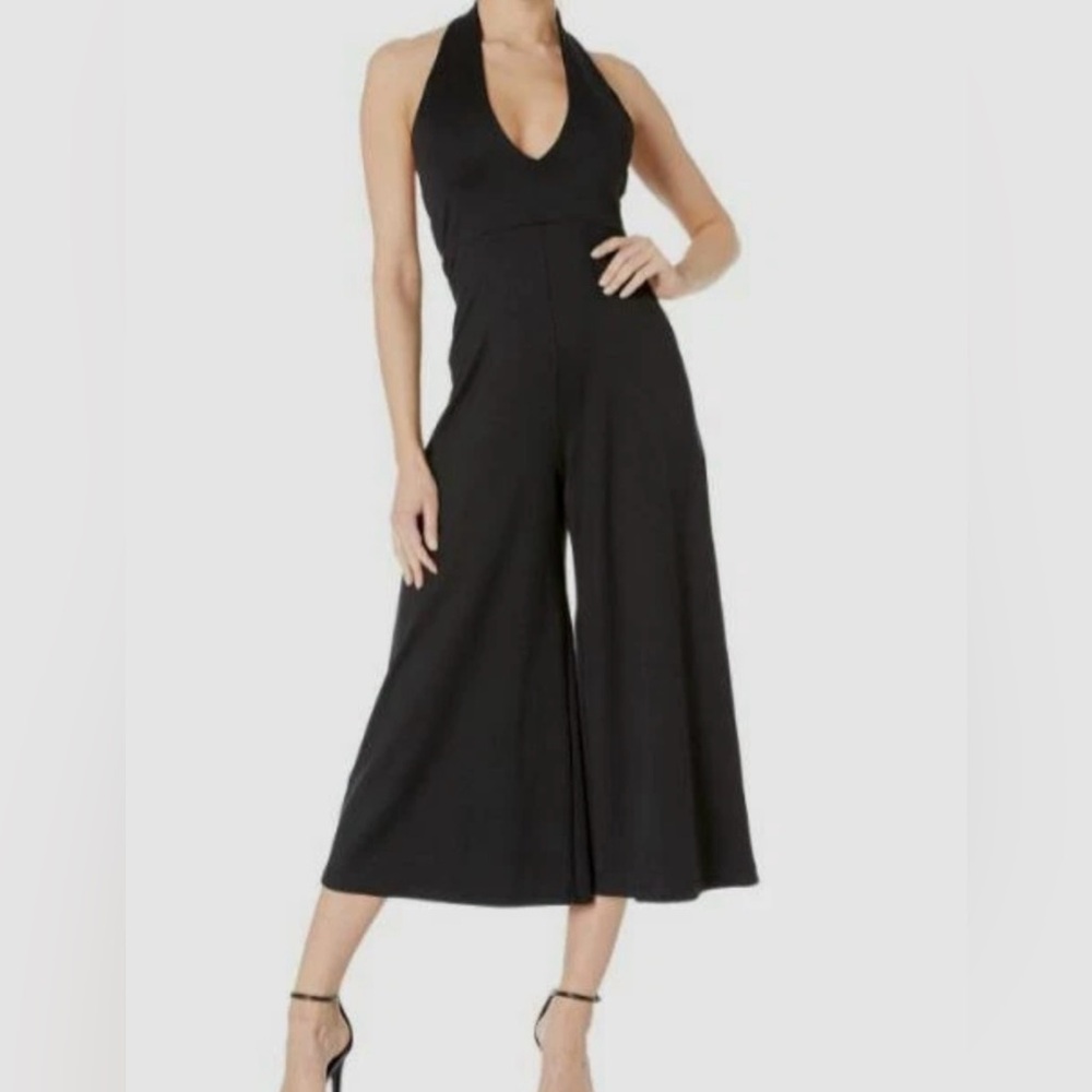 Susana Monaco Black Tie Halter Wide Leg Jumpsuit